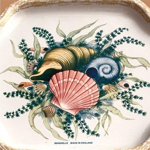 Elite Vintage Seashells Serving Metal Tray - Picture 3 of 3